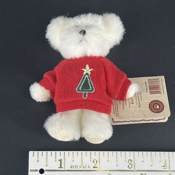 Boyds Bears 4” Mini Christmas Bear Red Sweater with Christmas Tree Vintage Gift - Picture 10 of 12